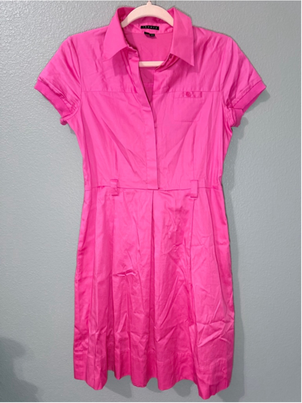 Women's Theory Trena Pink Mini Shirt Cotton Dress Size 6